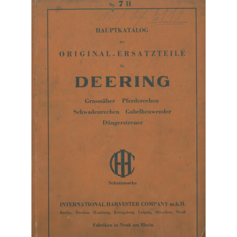 Deering-Landmaschinen Ersatzteilkatalog Nr. 7 H