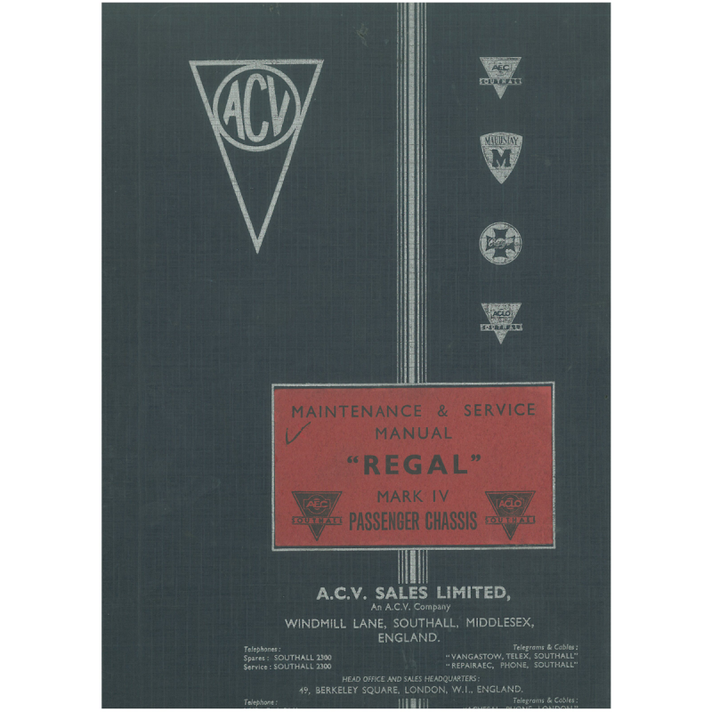 AEC Regal IV Passenger Chassis, Maintenance and Service Manual Edition 09.1951