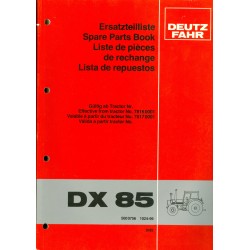 Deutz DX 85 Ersatzteilliste