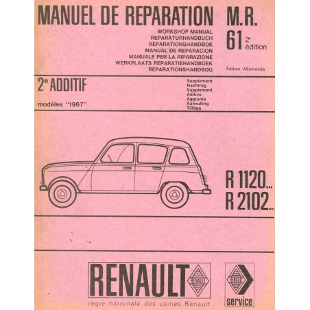 Renault R 4 (R1120-R2102...), Nachtrag zum Reparaturhandbuch, 1967