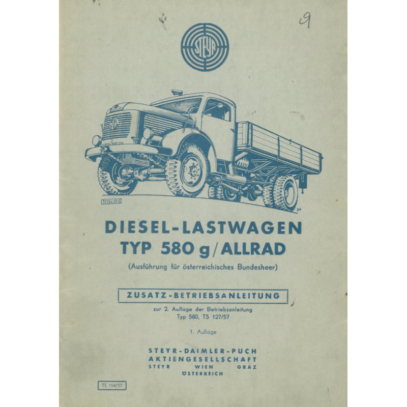 Steyr 580 g Allrad Bundesheer, Bedienungsanleitung 1. Auflage 1957