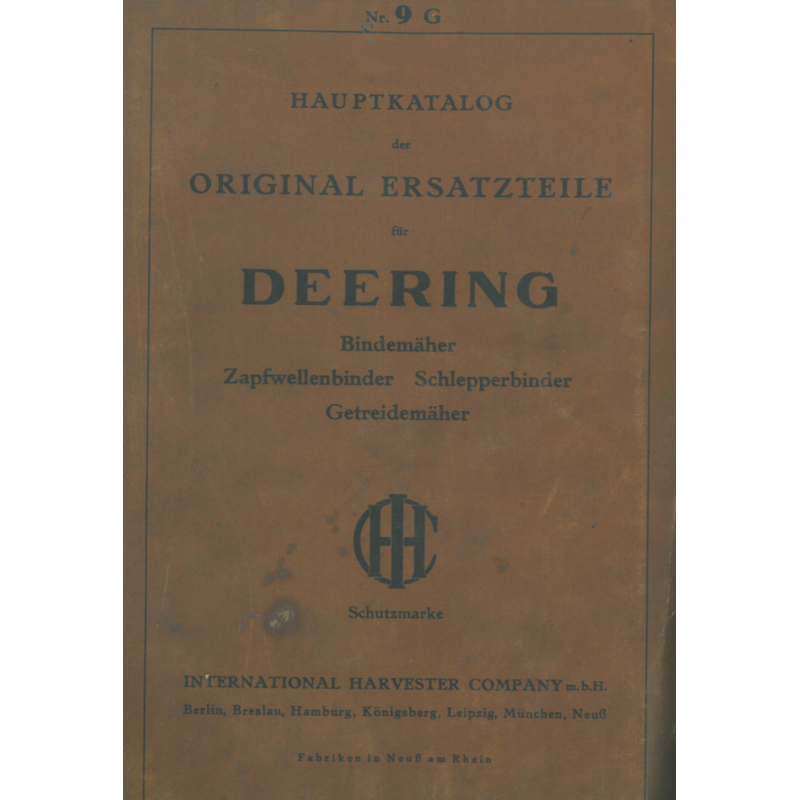 Nr. 9 G Deering-Landmaschinen, Ersatzteilkatalog