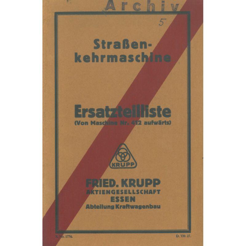 Krupp Straßenkehrmaschine, Ersatzteilliste ab Maschinen-Nr. 412
