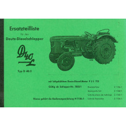 Deutz D 40 L, Typ D40.2, Ersatzteilliste Reprint