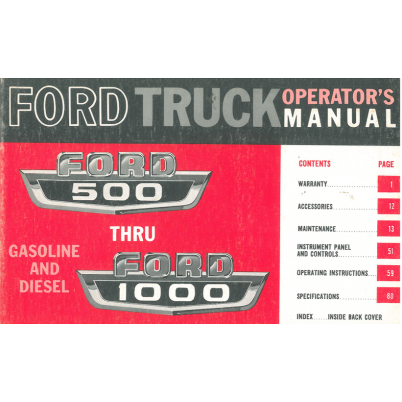 Ford Truck 500 / 1000, Manual 1966